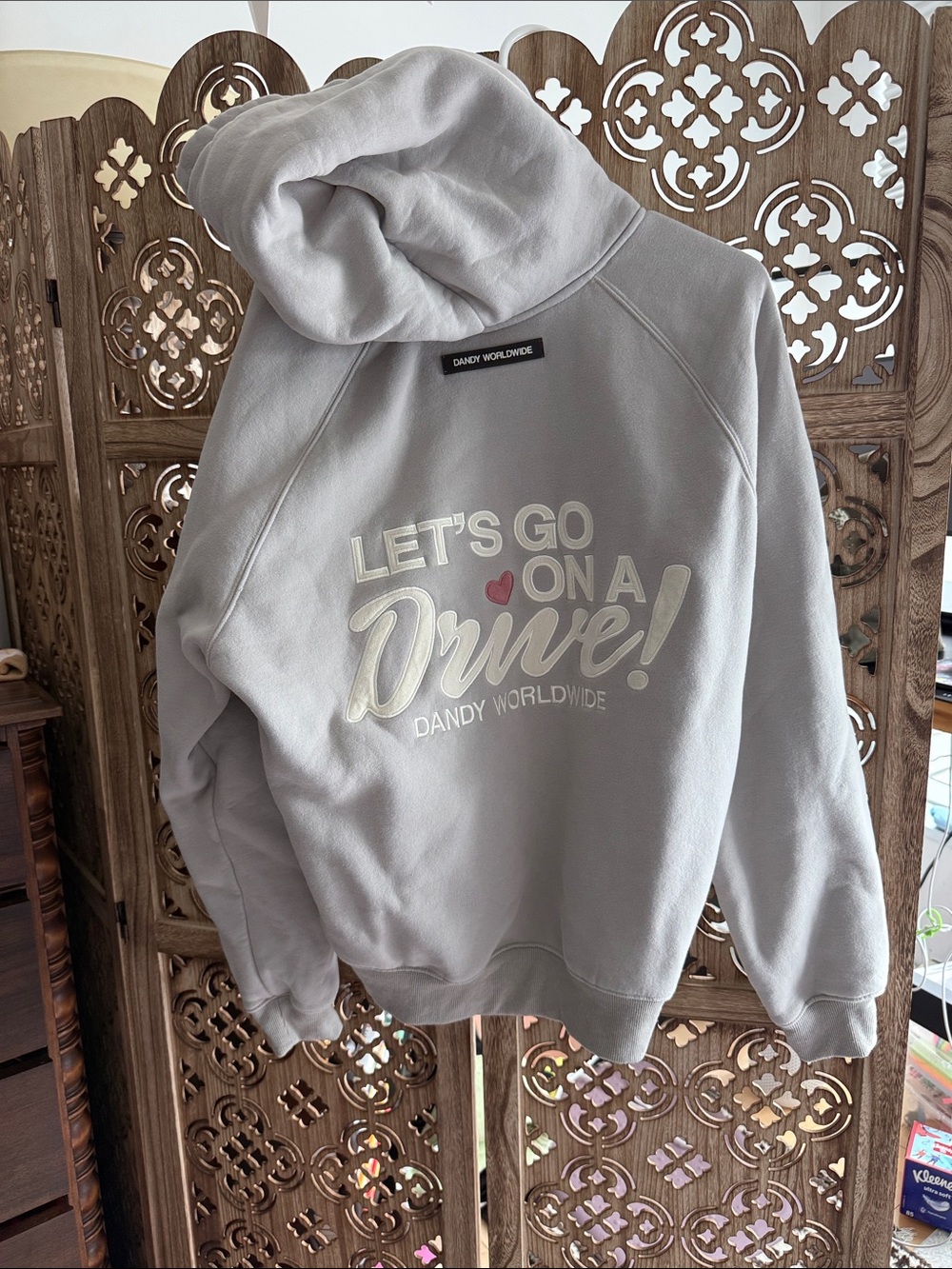 "Let's Go On A Drive" Hooded Sweatshirt - Light Gray
